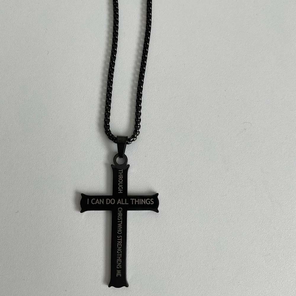 Black Cross Pendant Necklace